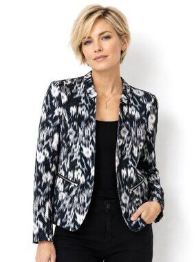 Helene London Textured Abstract Print Blazer